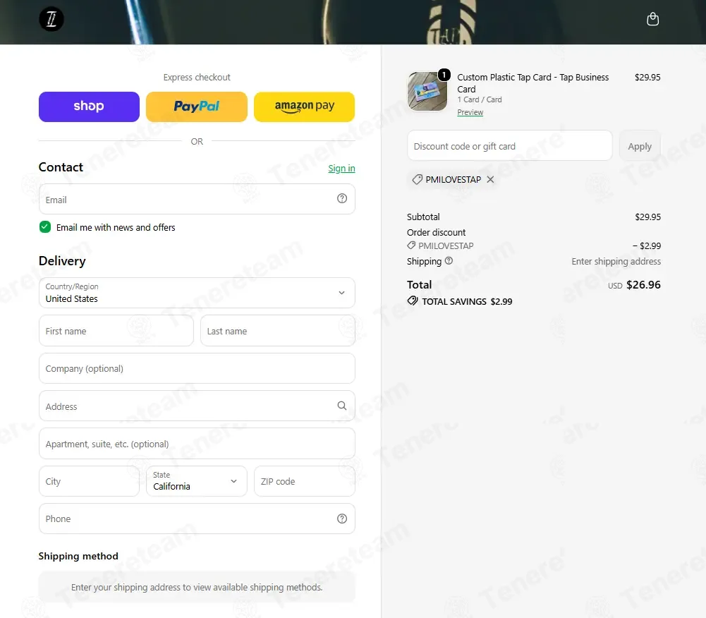 TapTag coupon code re-checked and confirmed working at checkout