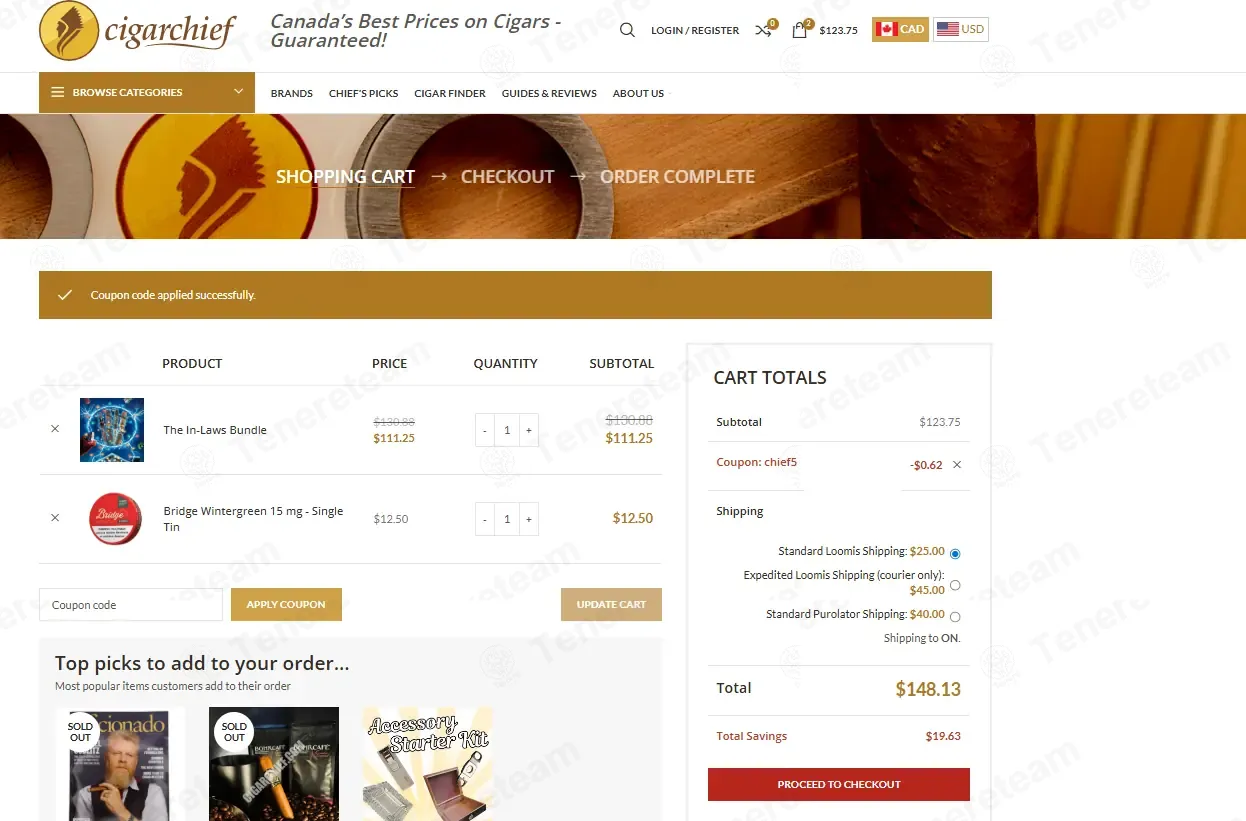 Cigarchief coupon code: 5% off with CHIEF5. Tested and valid as 6 months ago.