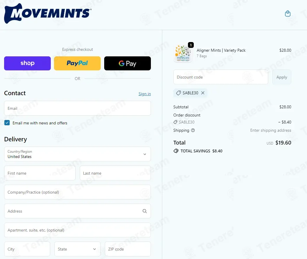 Movemints coupon code: 30% off with SABLE30. Tested and valid as 3 weeks ago.