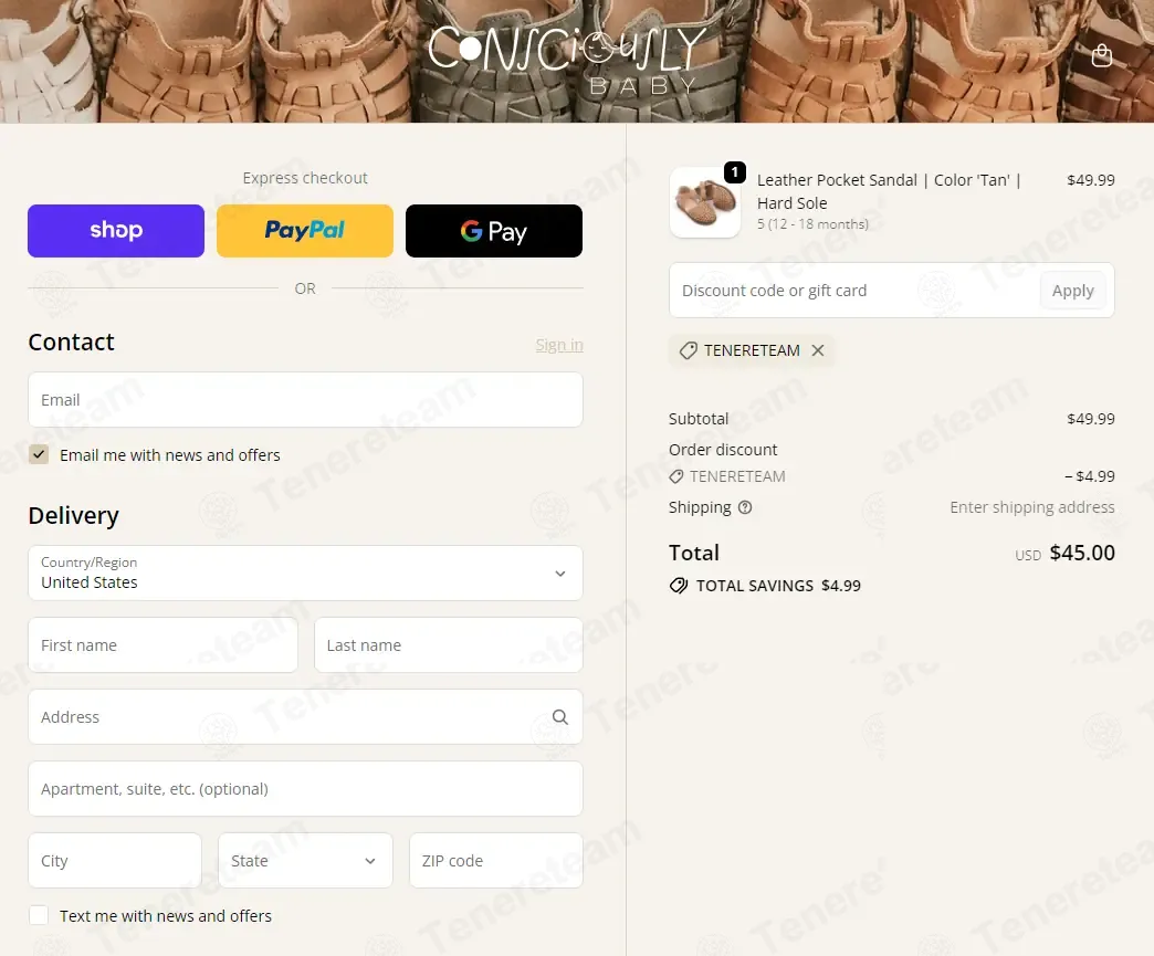 Consciously Baby coupon code: 10% off with TENERETEAM. Tested and valid as 3 weeks ago.