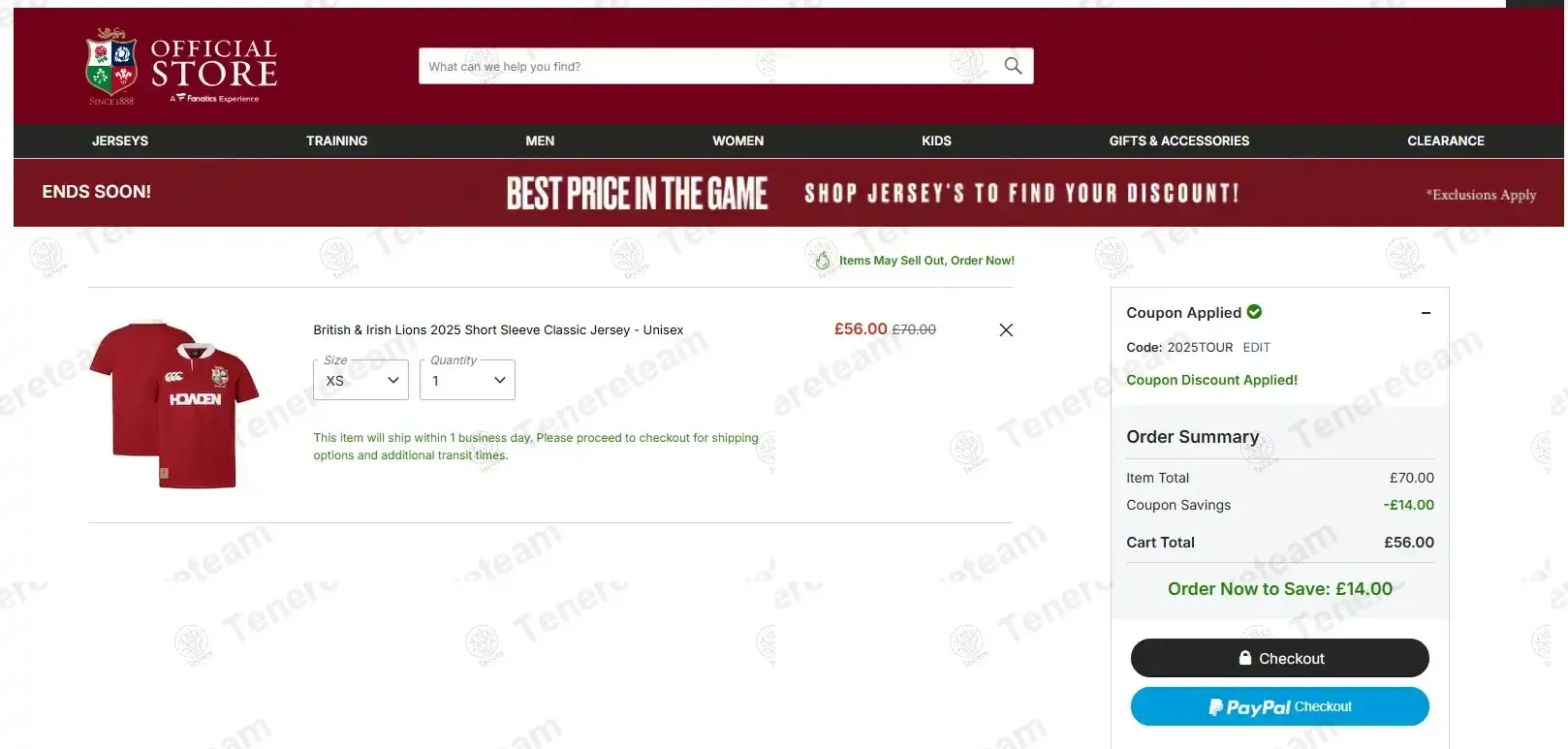 Lions Rugby Online Store coupon code: 20% off with 2025TOUR. Tested and valid as 3 months ago.