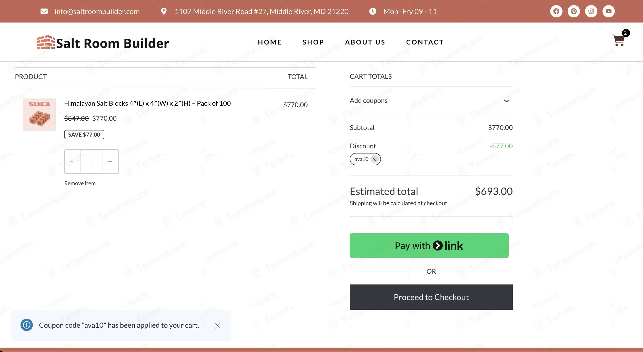 Salt Room Builder coupon code: 10% off with ava10. Tested and valid as 5 days ago.