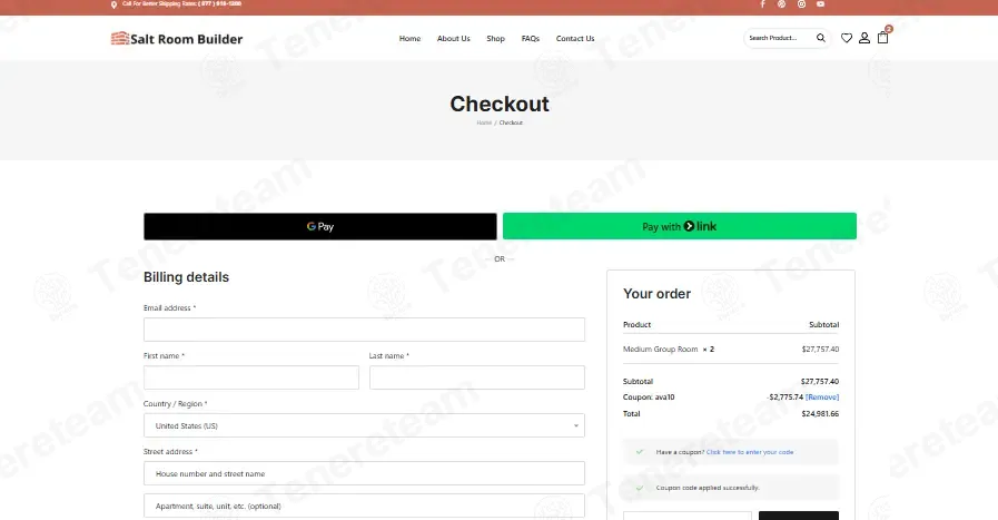 Salt Room Builder coupon code: 10% off with ava10. Tested and valid as 5 days ago.