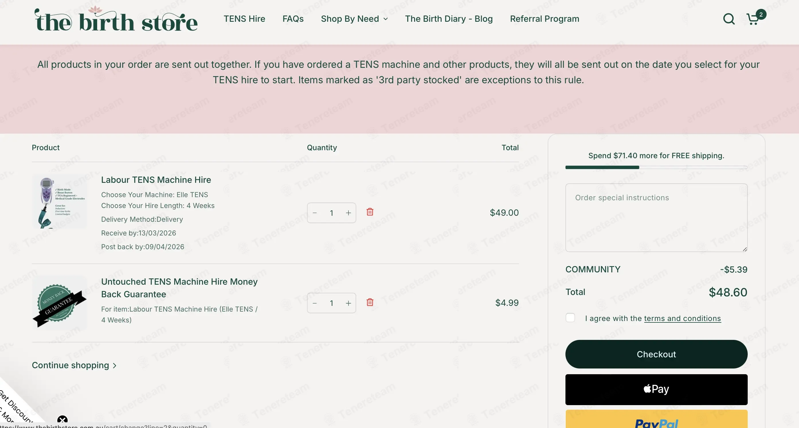 The Birth Store coupon code: 10% off with COMMUNITY. Tested and valid as 4 months ago.