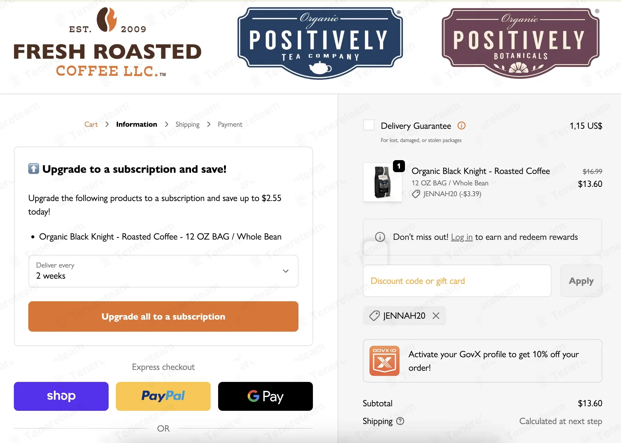 Fresh Roasted Coffee coupon code: 20% off with JENNAH20. Tested and valid as 1 month ago.