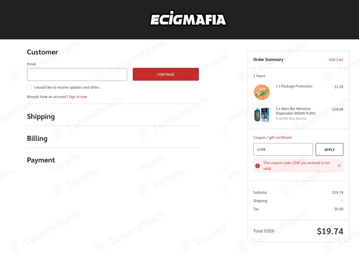 EcigMafia coupon code: 15% off with LOVE. Tested and valid as 2 months ago.