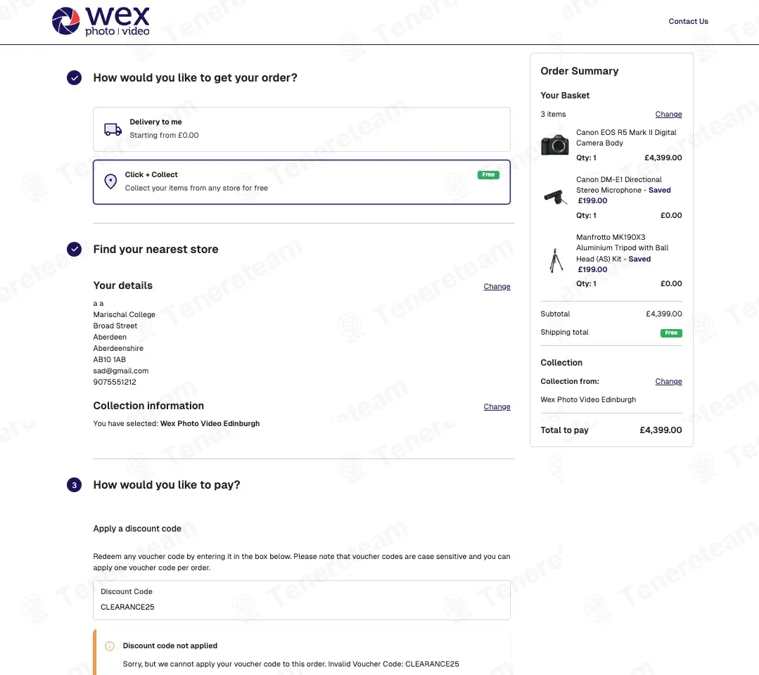 Wex Photo Video coupon code: 25% off with CLEARANCE25. Tested and valid as 3 months ago.