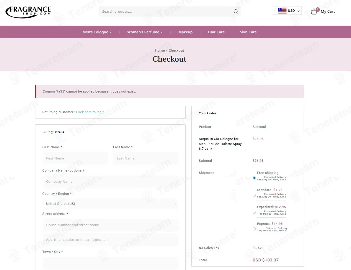 Fragrance Shop coupon code: 35% off with FA35. Tested and valid as 2 weeks ago.