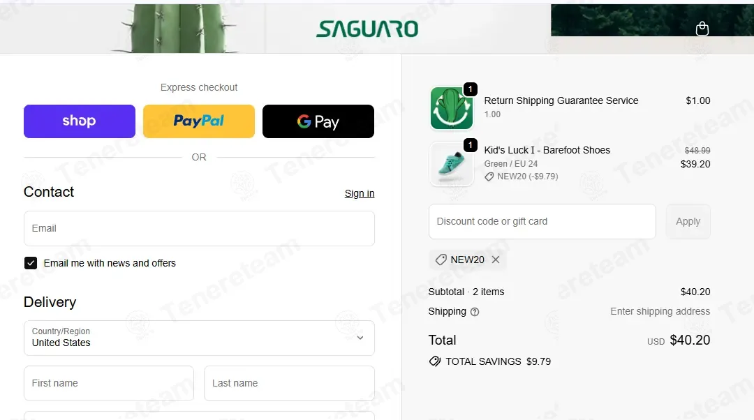 Saguaro Shoes coupon code: 20% off with NEW20. Tested and valid as 1 month ago.