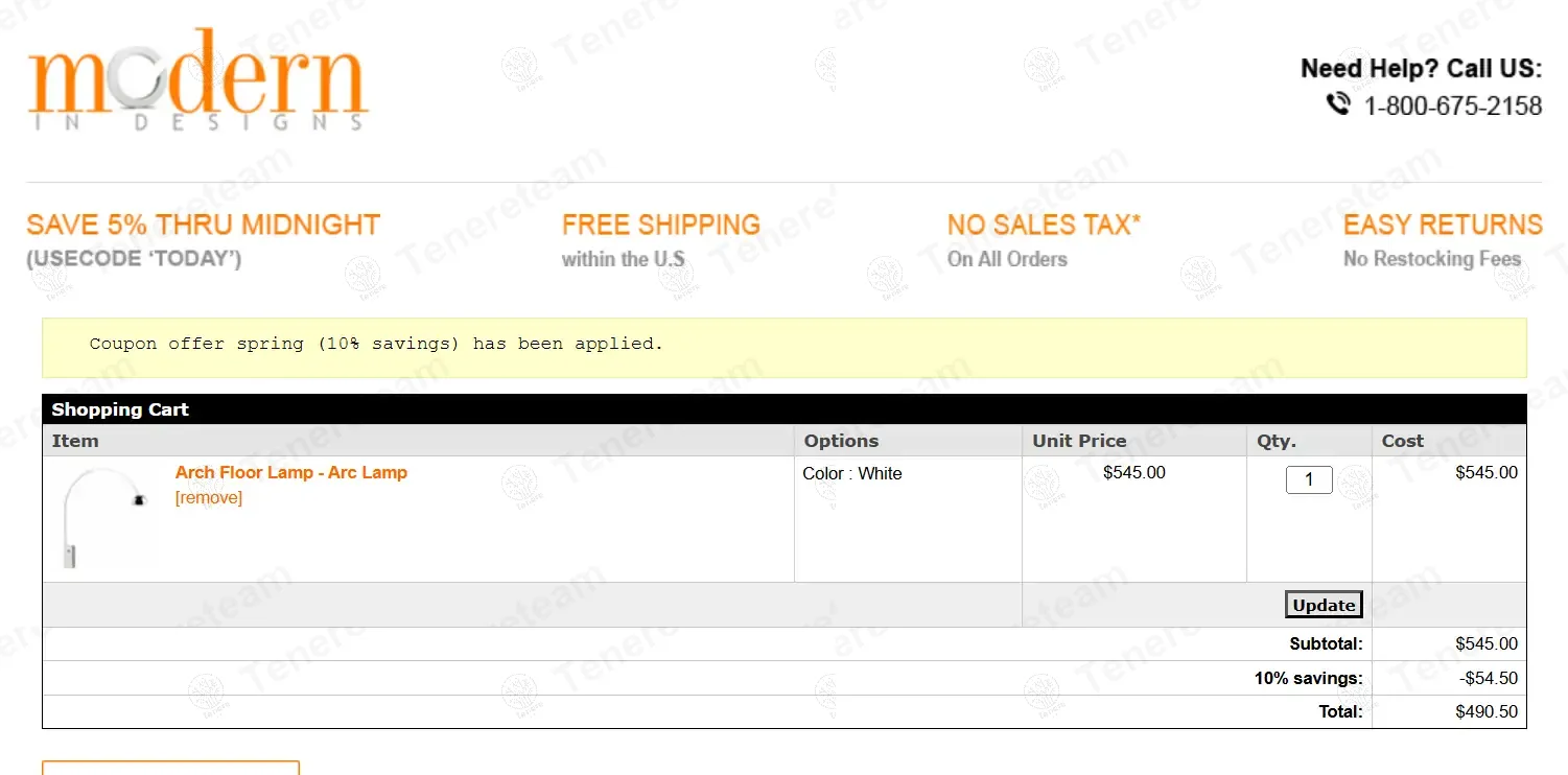 Modern In Designs coupon code: 10% off with SPRING. Tested and valid as 1 year ago.
