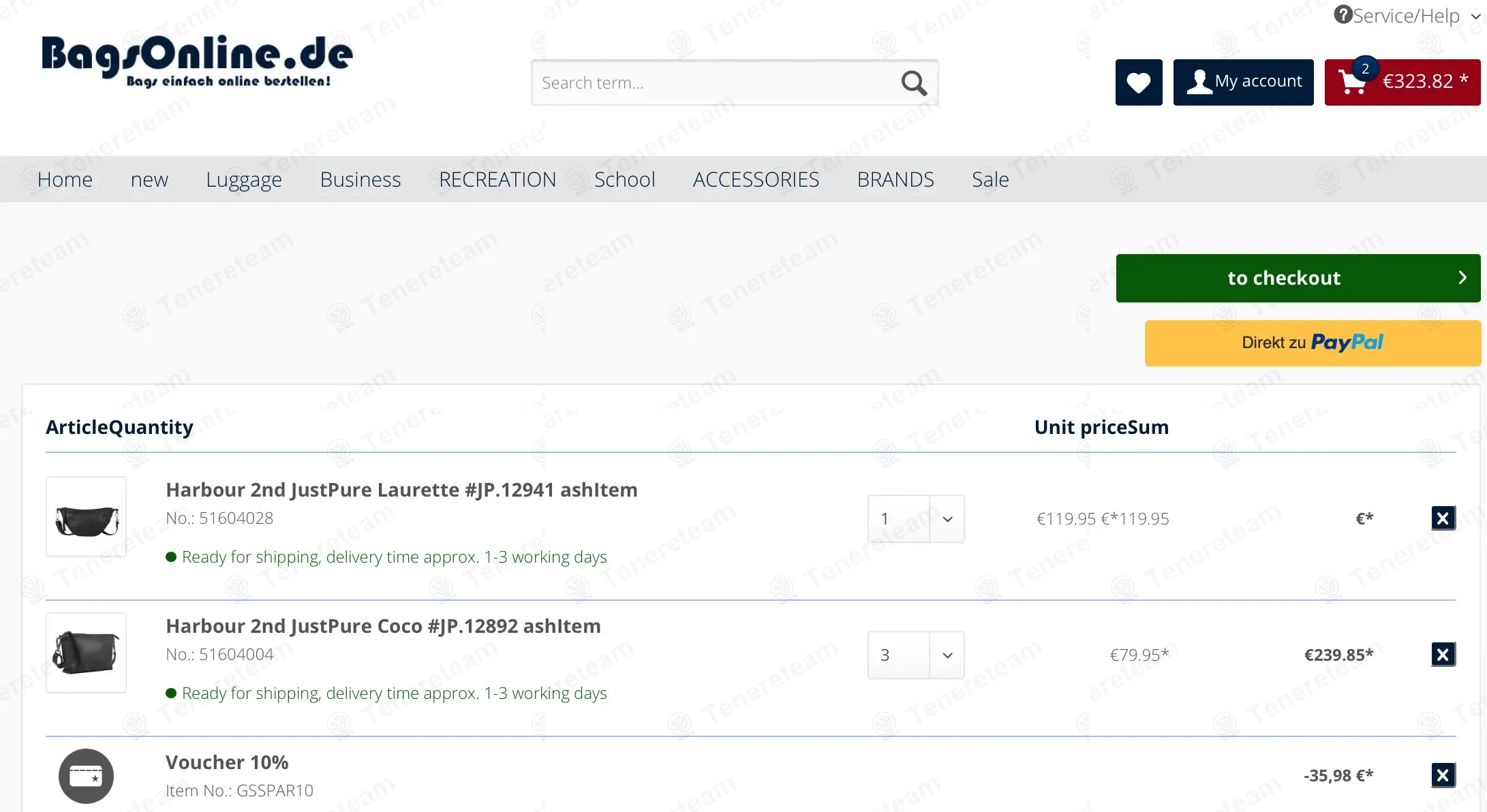 Bags Online coupon code: 10% off with GSSPAR10. Tested and valid as 1 year ago.