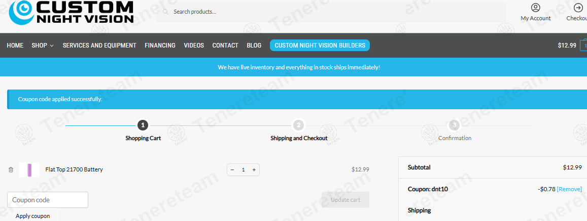 Custom Night Vision coupon code: 10% off with dnt10. Tested and valid as 1 year ago.
