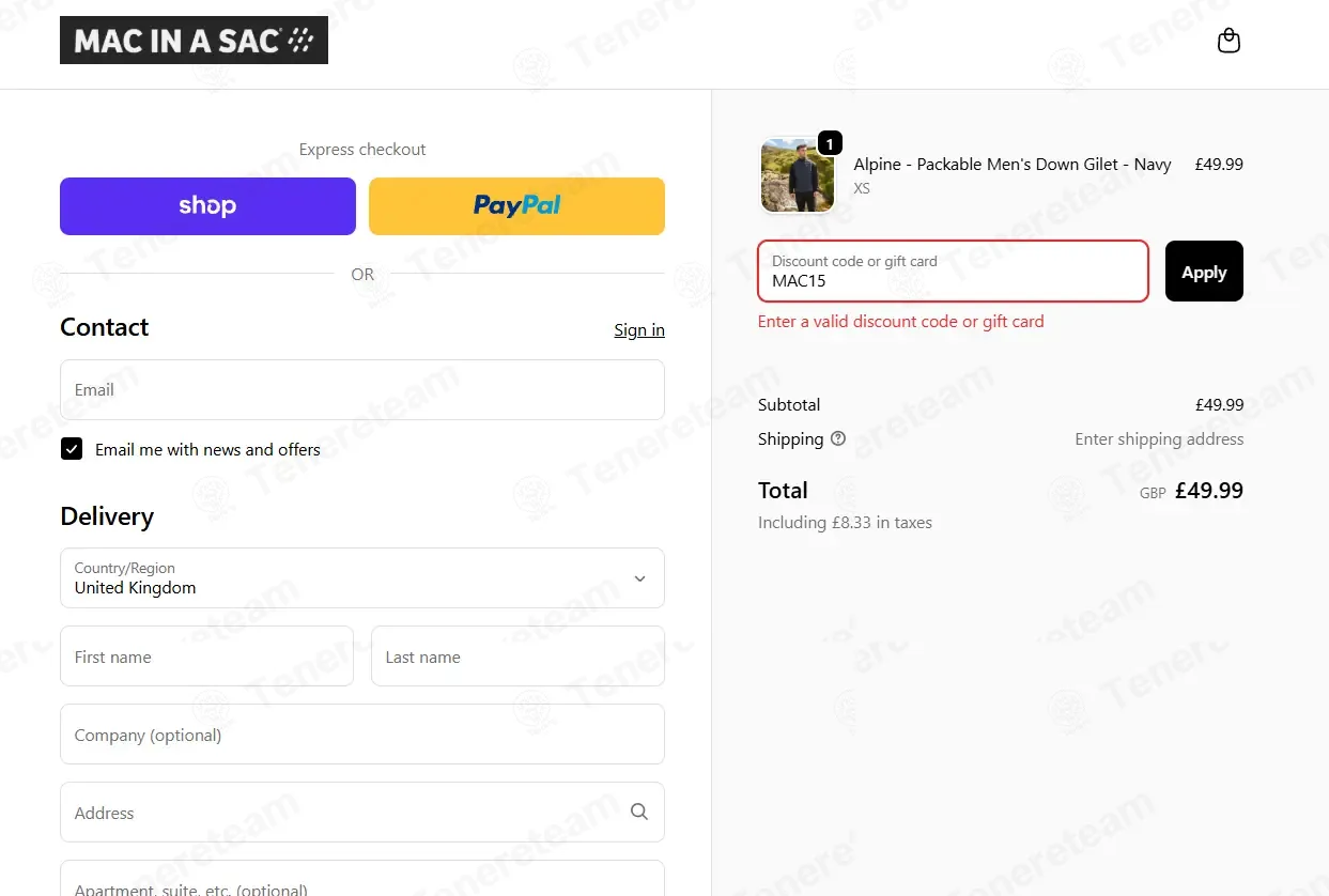 Mac in a Sac coupon code: 15% off with MAC15. Tested and valid as 2 weeks ago.