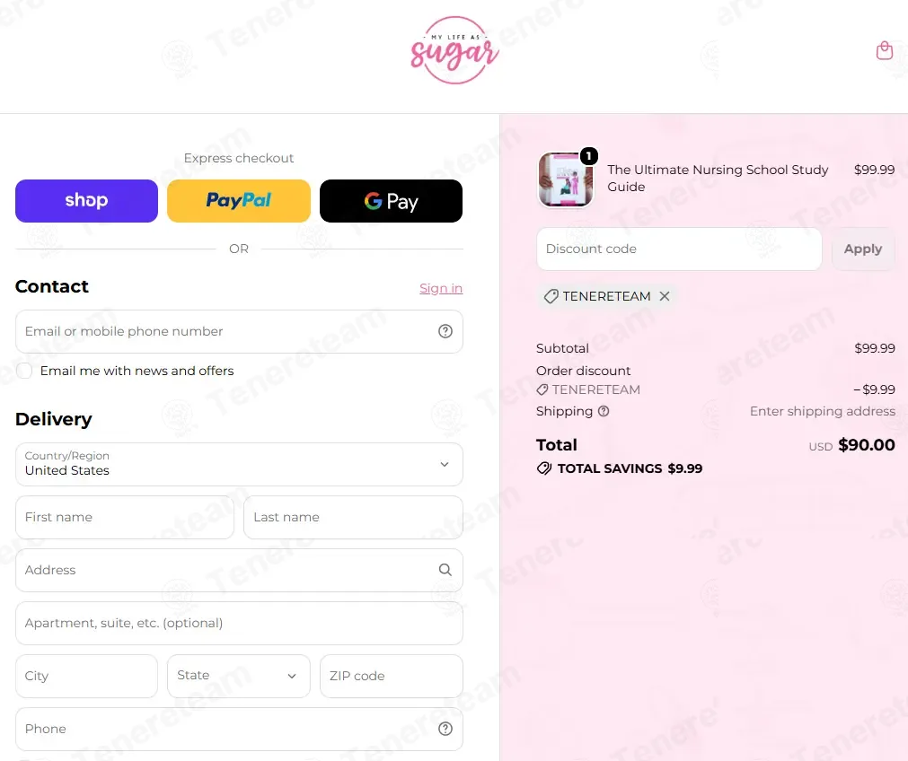 My Life As Sugar coupon code: 10% off with TENERETEAM. Tested and valid as 1 month ago.