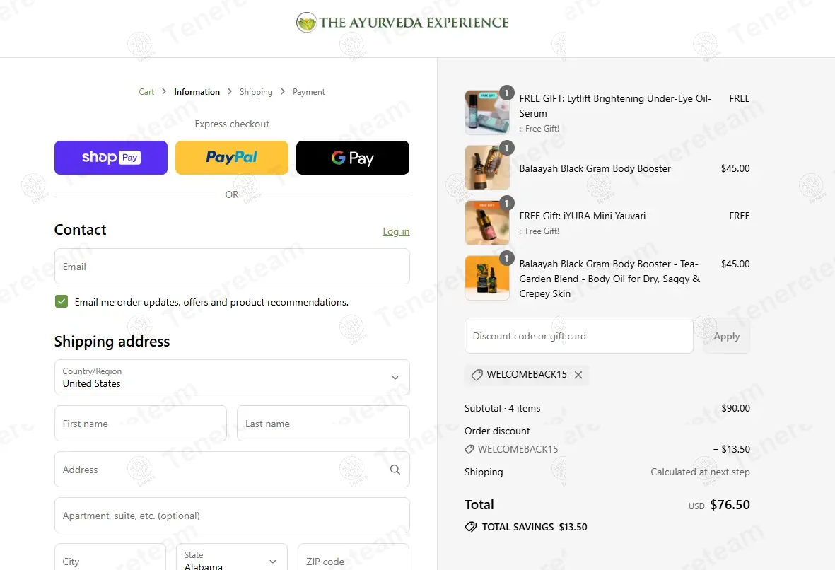 The Ayurveda Experience FR coupon code: 15% off with WELCOMEBACK15. Tested and valid as 9 months ago.