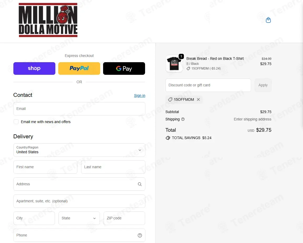 Million Dolla Motive coupon code: 15% off with 15OFFMDM. Tested and valid as 3 months ago.