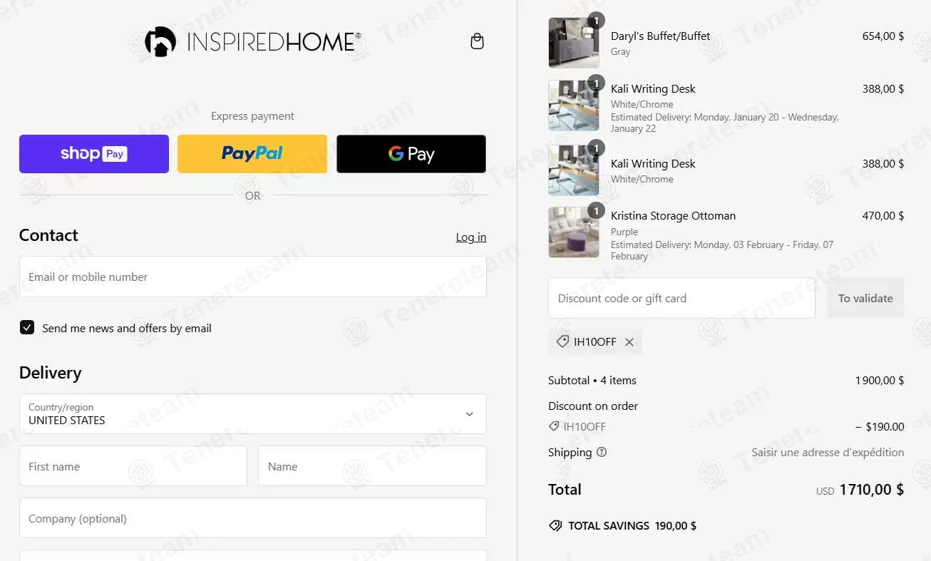 Shop Inspired Home coupon code: 10% off with IH10OFF. Tested and valid as 9 months ago.