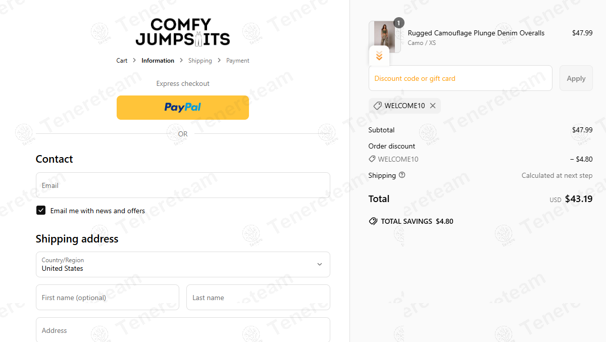 Comfy Jumpsuits coupon code: 10% off with WELCOME10. Tested and valid as 9 months ago.