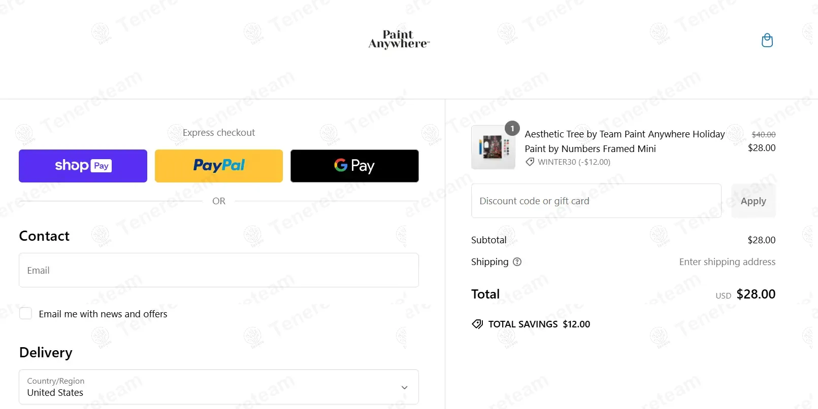 Paint Anywhere coupon code: 30% off with WINTER30. Tested and valid as 1 year ago.