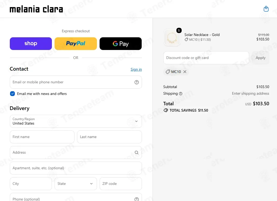Melania Clara coupon code: 10% off with MC10. Tested and valid as 1 week ago.