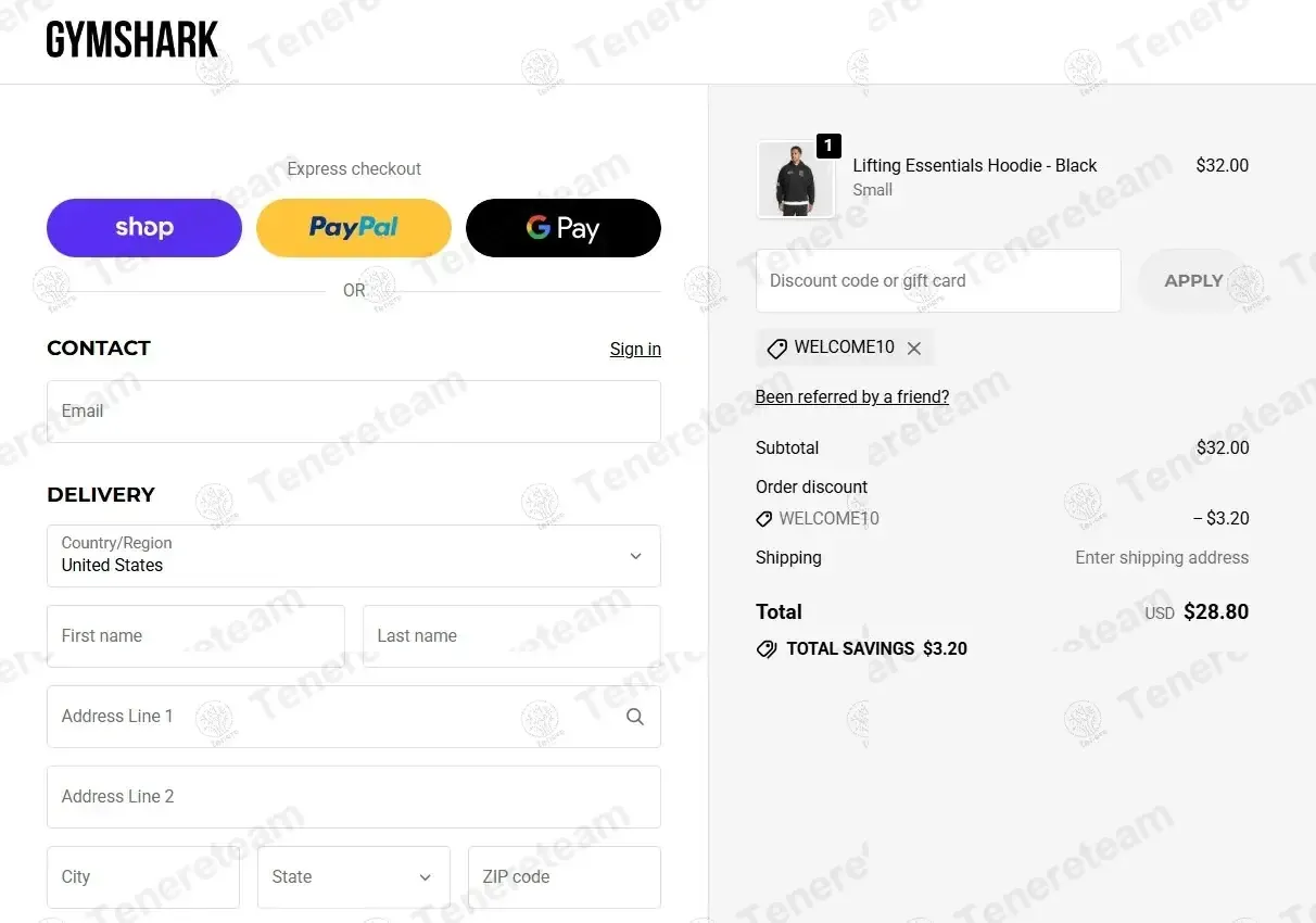 Gymshark coupon code: 10% off with WELCOME10. Tested and valid as 2 months ago.