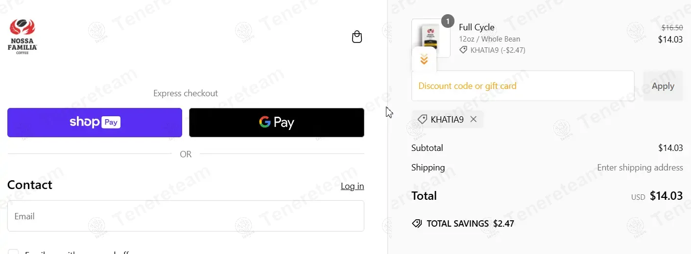 Nossa Familia Coffee coupon code: 15% off with KHATIA9. Tested and valid as 1 year ago.