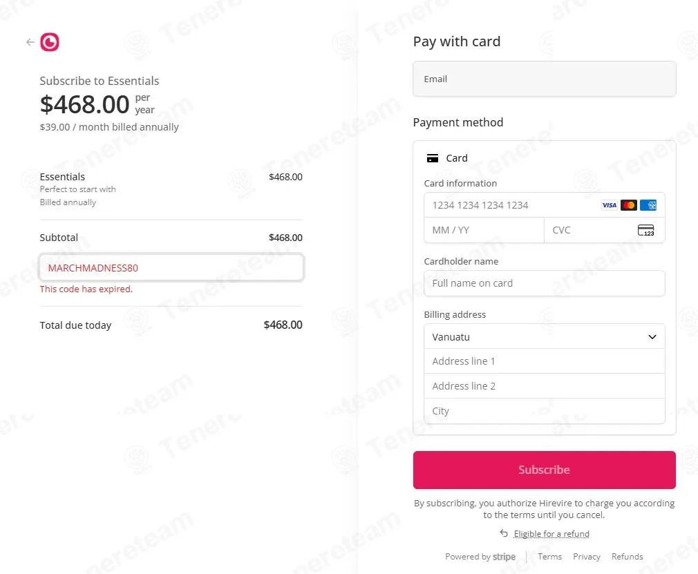 Hirevire apply coupon code
