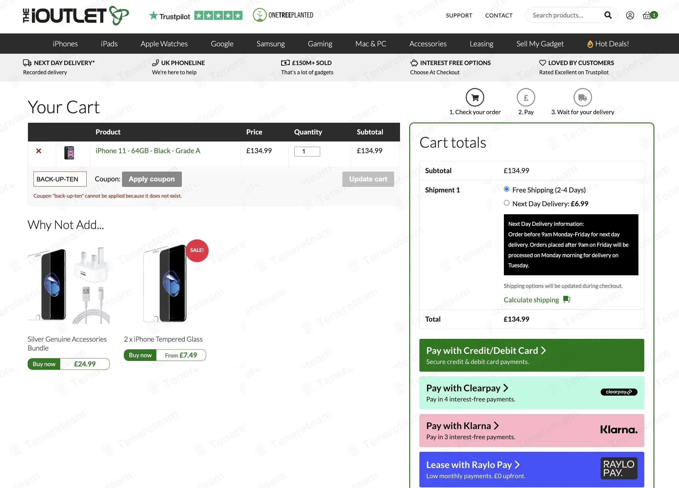 The iOutlet coupon code: £10 off with BACK-UP-TEN. Tested and valid as 2 months ago.