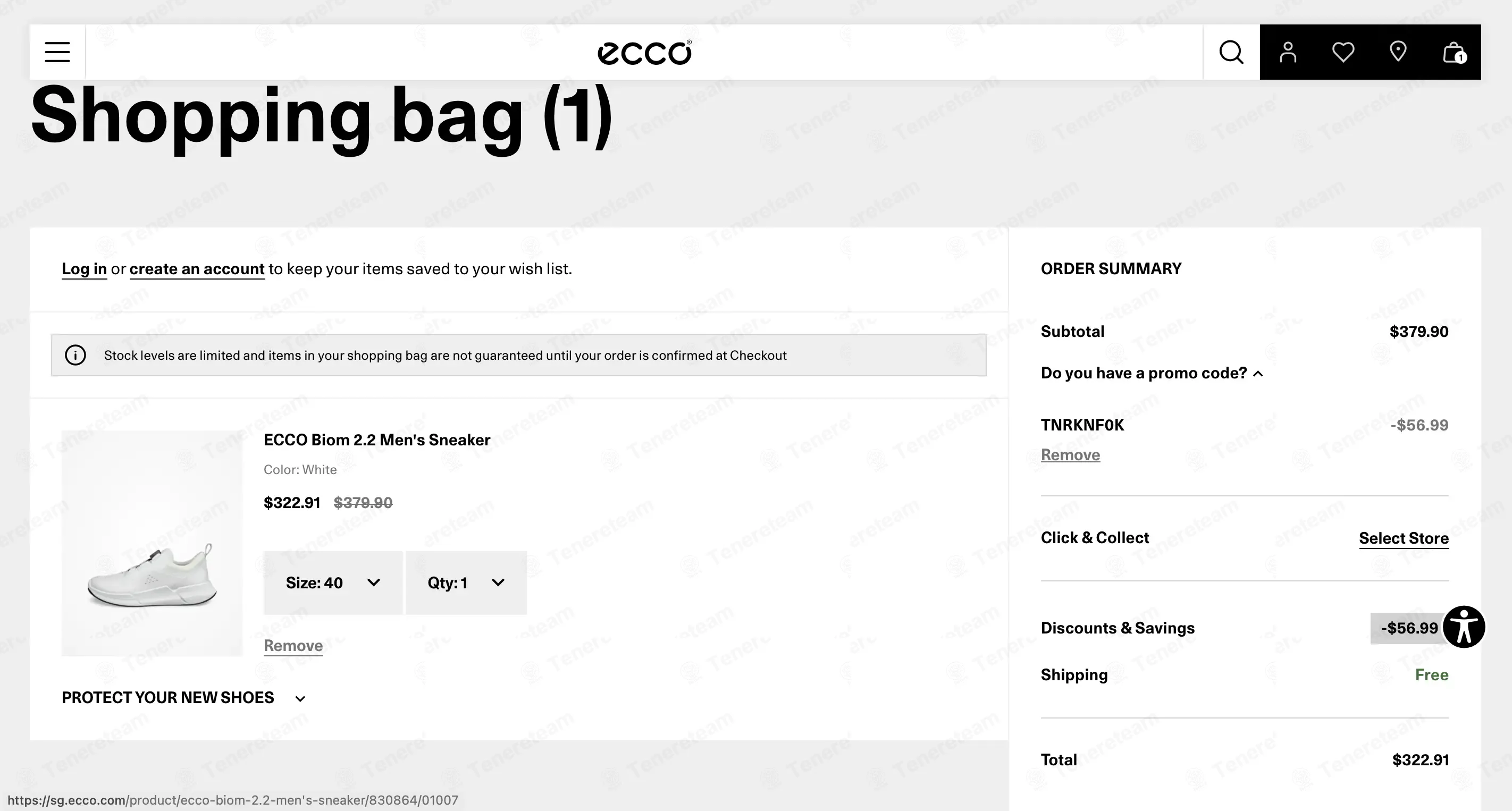 Ecco SG coupon code: 15% off with TNRKNF0K. Tested and valid as 4 months ago.