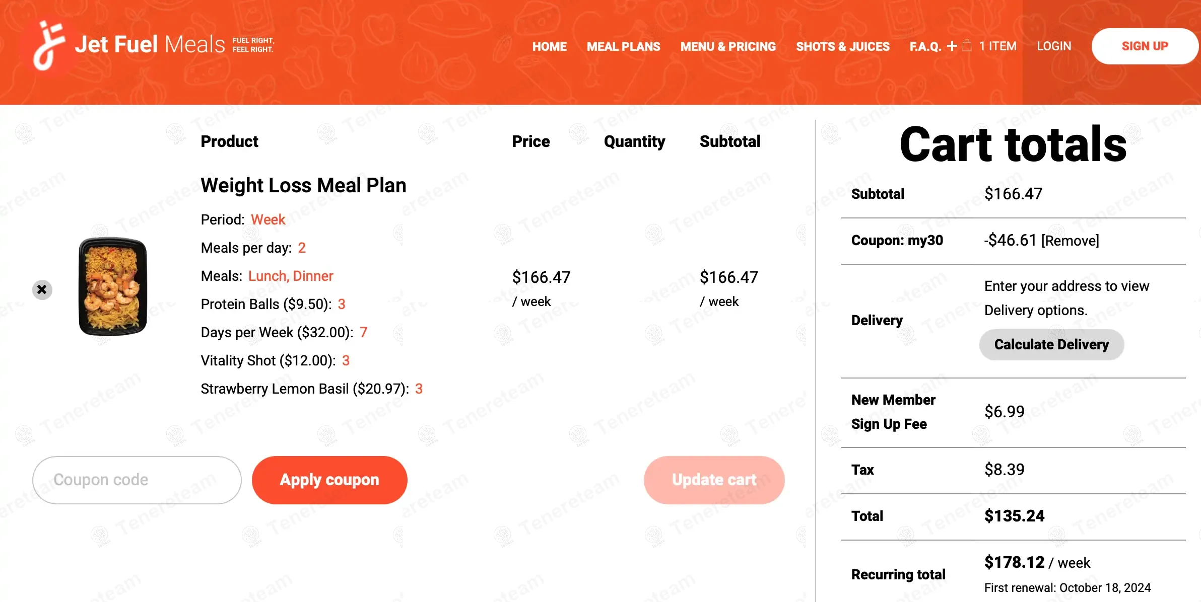Jet Fuel Meals coupon code: 30% off with MY30. Tested and valid as 1 year ago.