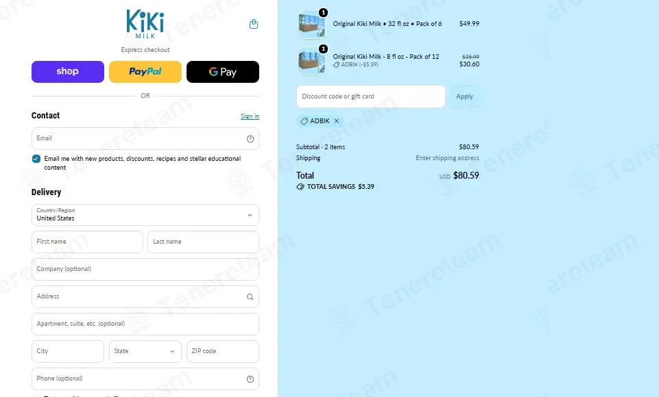 Kiki Milk coupon code verified as working at checkout