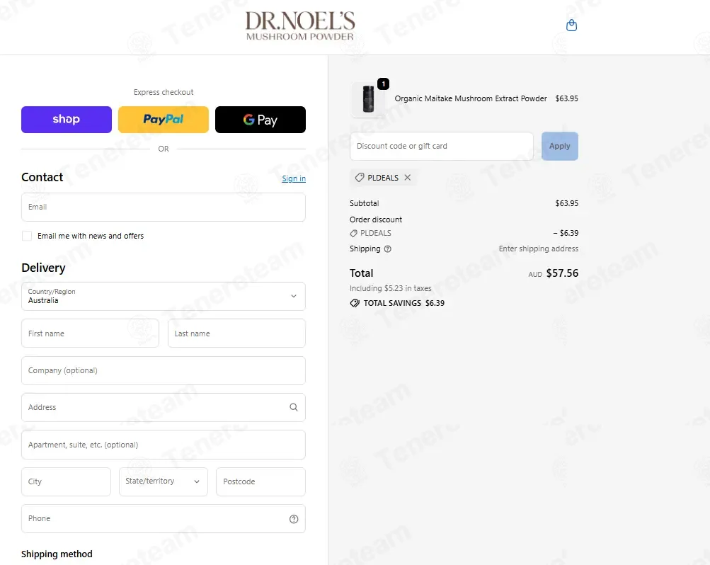 Dr. Noel's Mushroom Powder coupon code re-checked and confirmed working at checkout