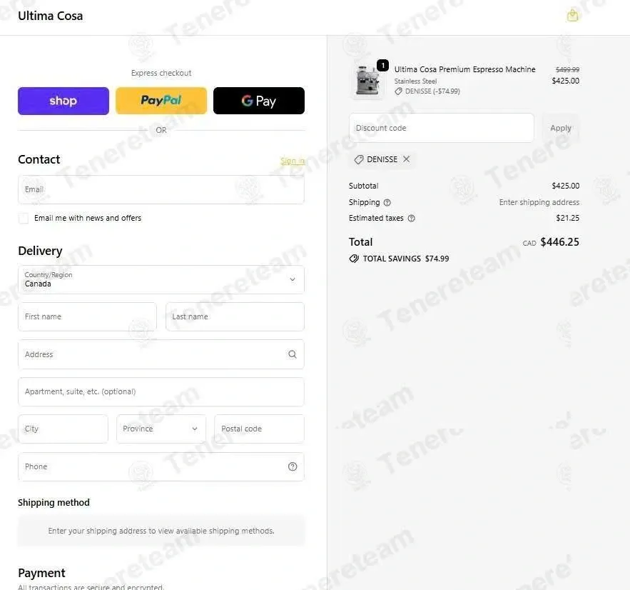 Ultima Cosa coupon code: 15% off with DENISSE. Tested and valid as 3 weeks ago.