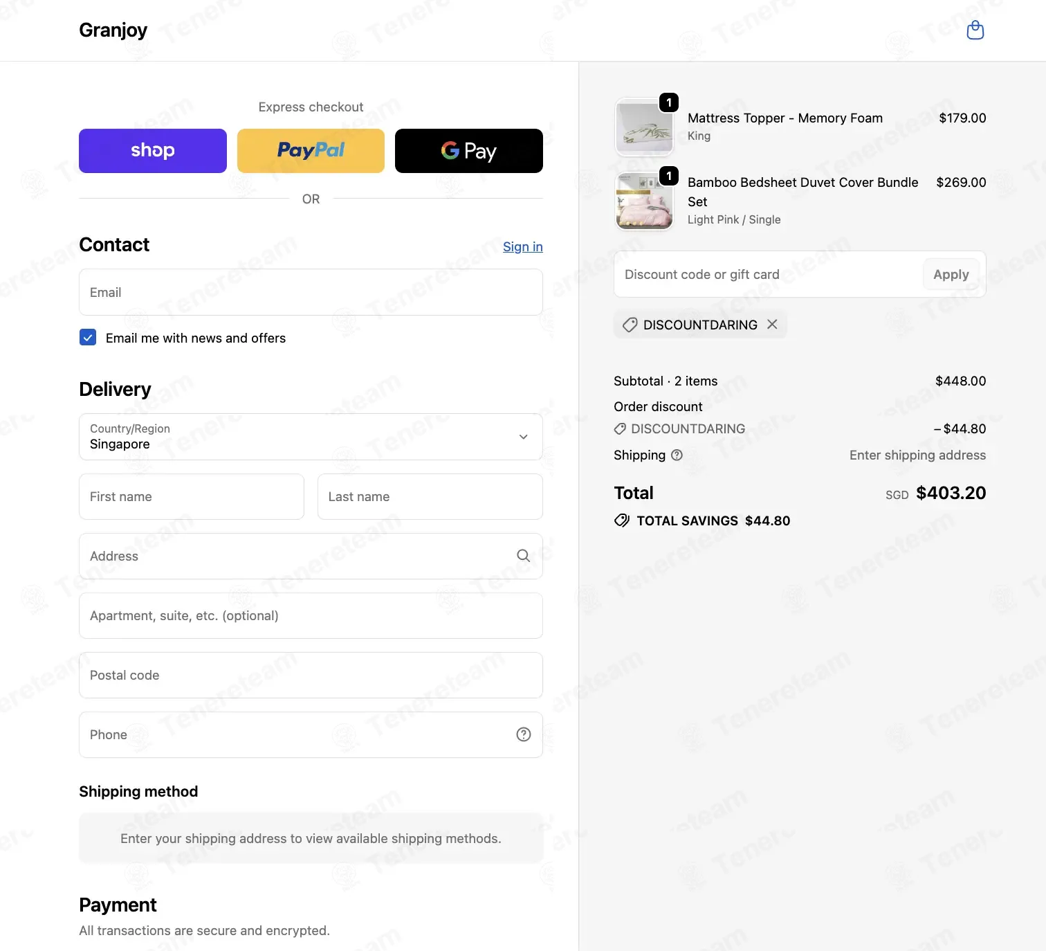 Granjoy coupon code: 10% off with DISCOUNTDARING. Tested and valid as 3 months ago.