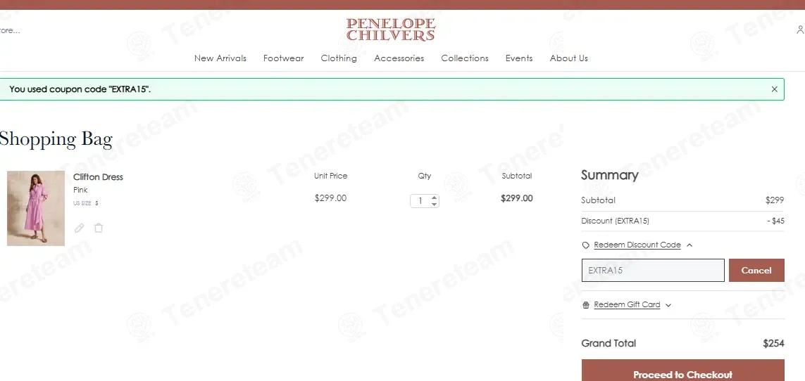 Penelope Chilvers coupon code: 15% off with EXTRA15. Tested and valid as 2 months ago.