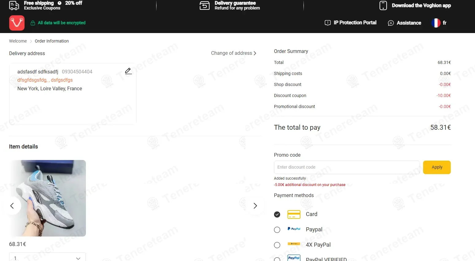 Voghion FR coupon code: €5 off with BONUS5. Tested and valid as 1 year ago.
