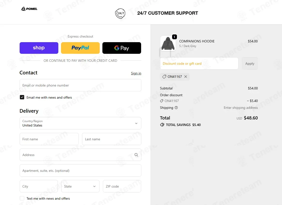 Pomel Clothing coupon code: 10% off with ON41167. Tested and valid as 1 month ago.