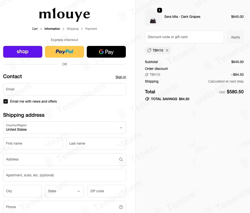 Mlouye coupon code: 10% off with TBH10. Tested and valid as 7 months ago.