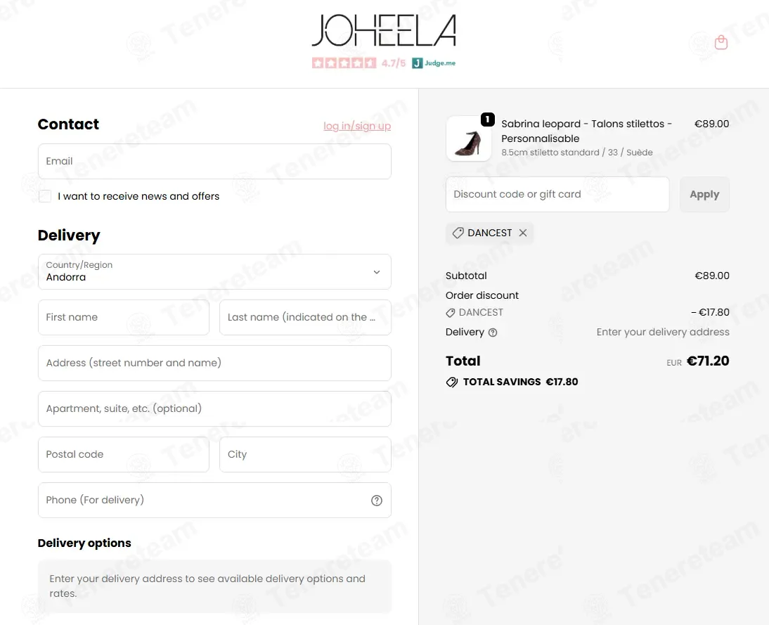 Joheela Shop coupon code: 20% off with DANCEST. Tested and valid as 1 month ago.