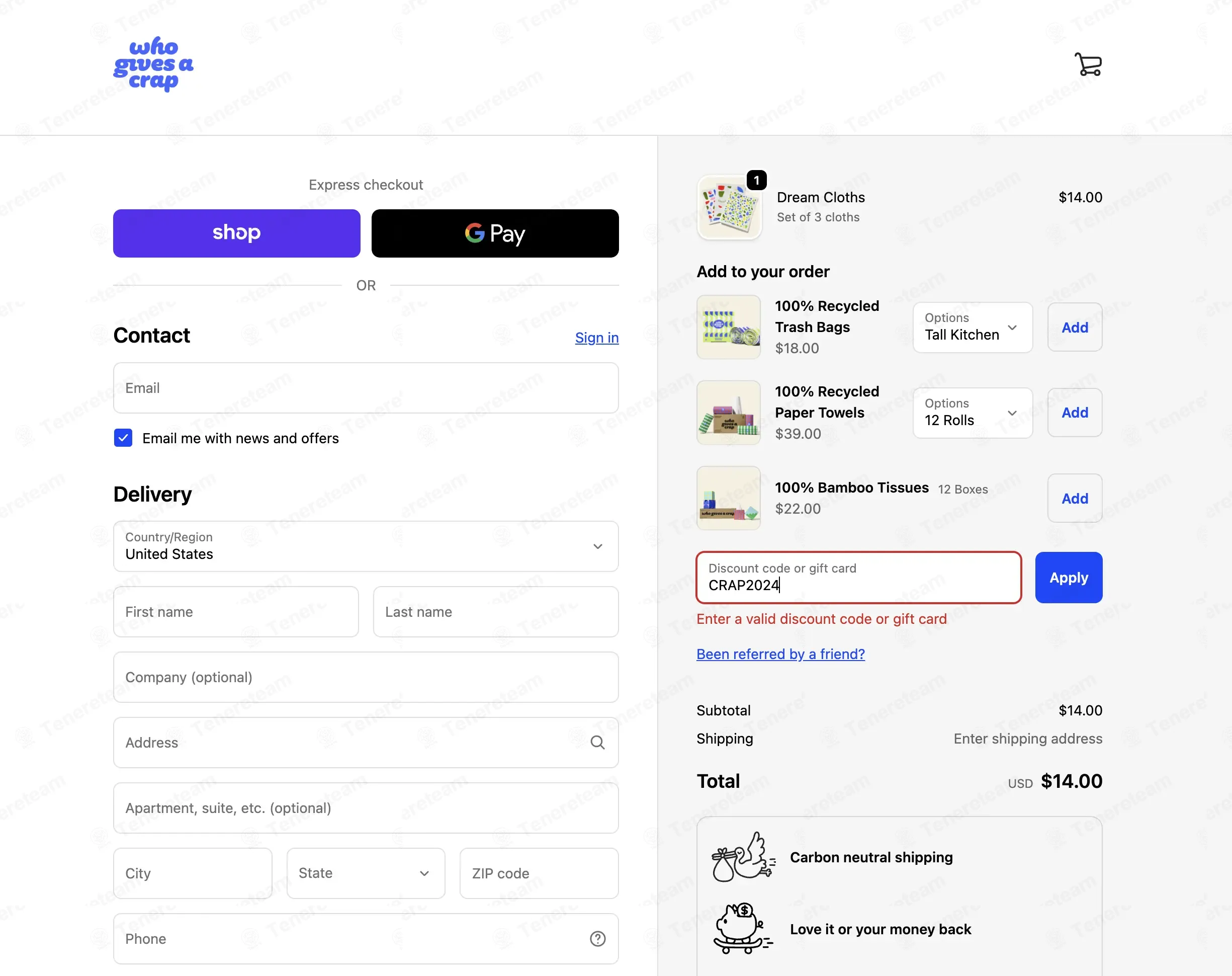 Who Gives A Crap coupon code: 20% off with CRAP2024. Tested and valid as 1 month ago.