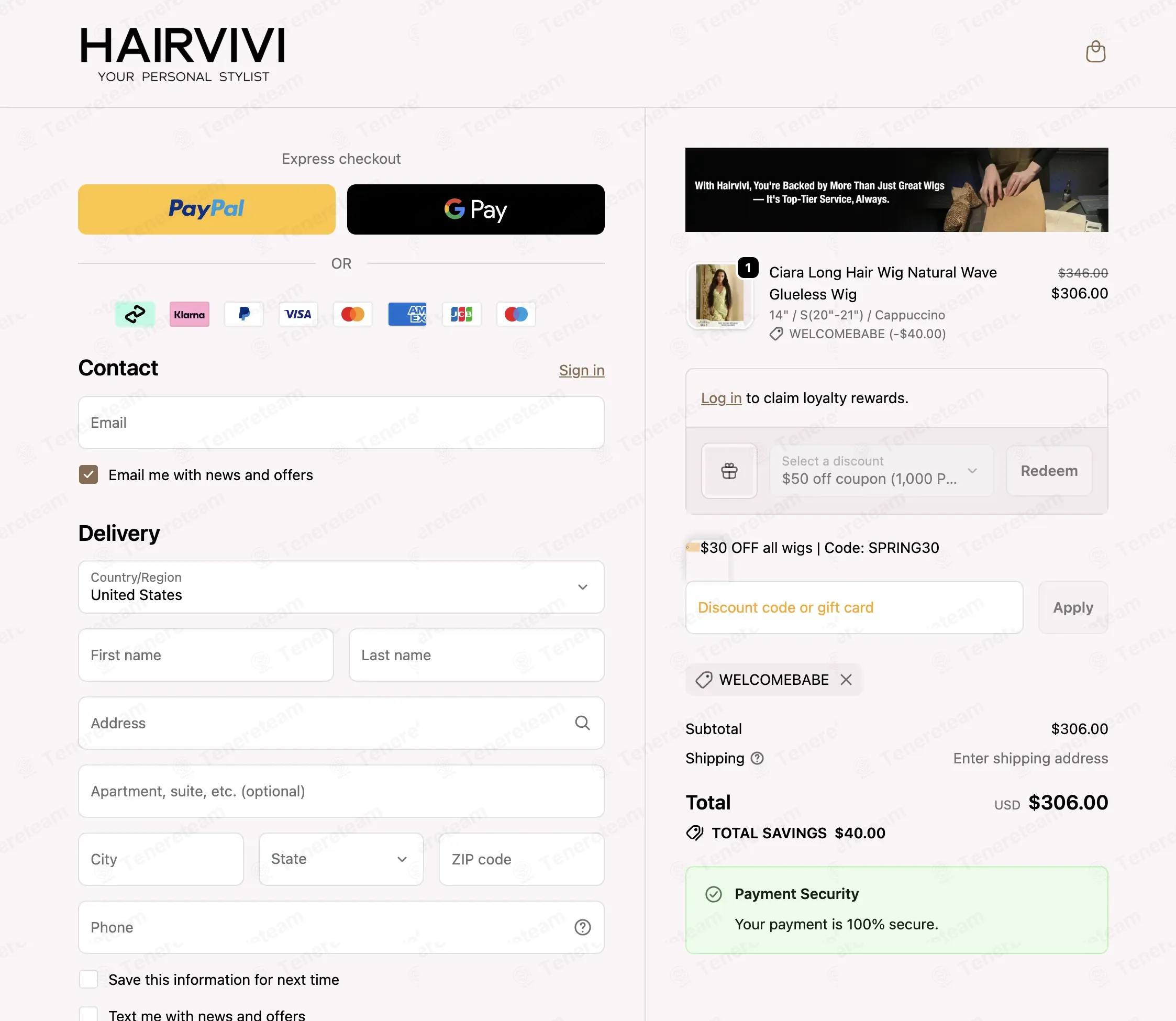 Hairvivi coupon code: $40 off with WELCOMEBABE. Tested and valid as 3 months ago.
