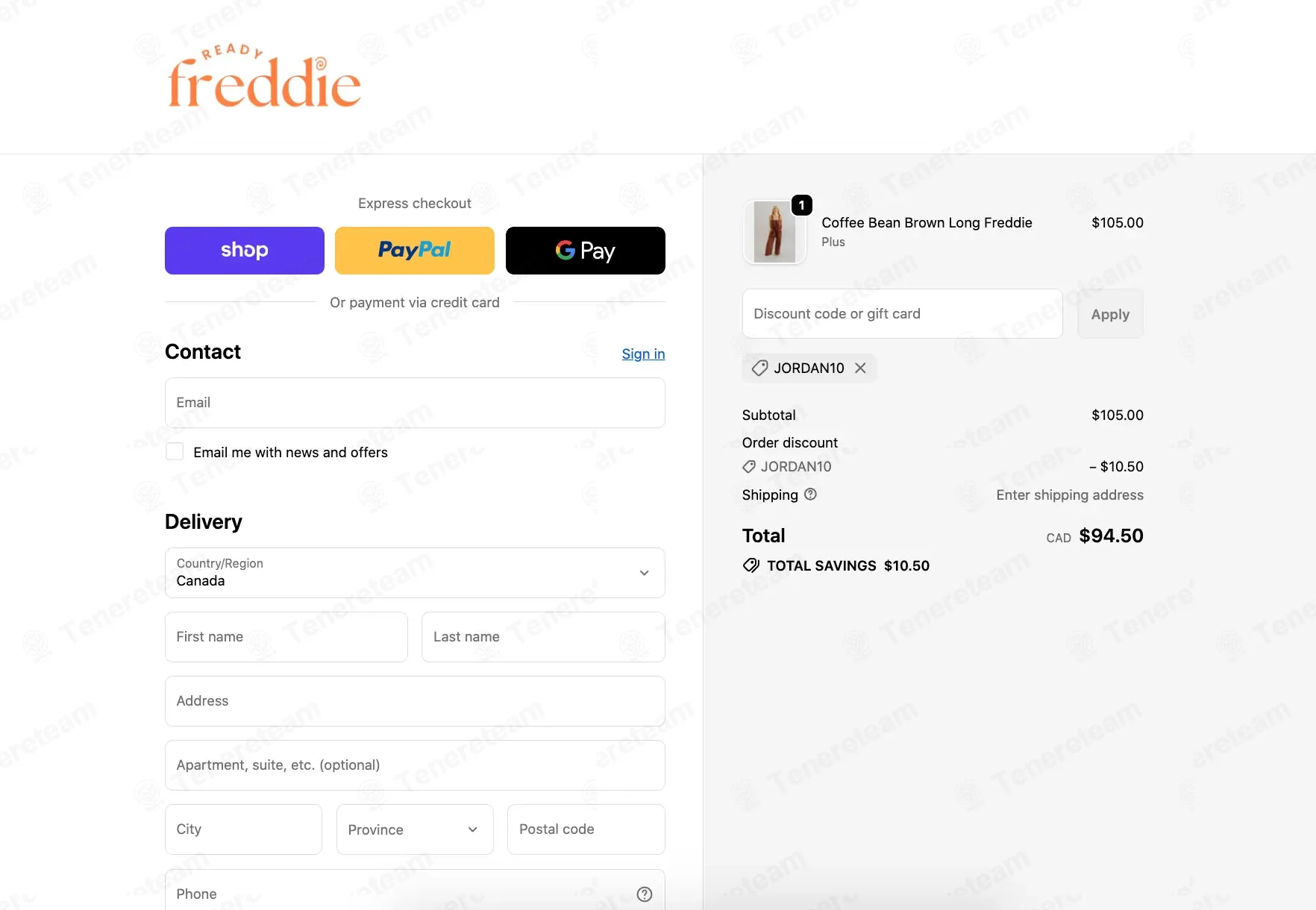 Ready Freddie apply coupon code