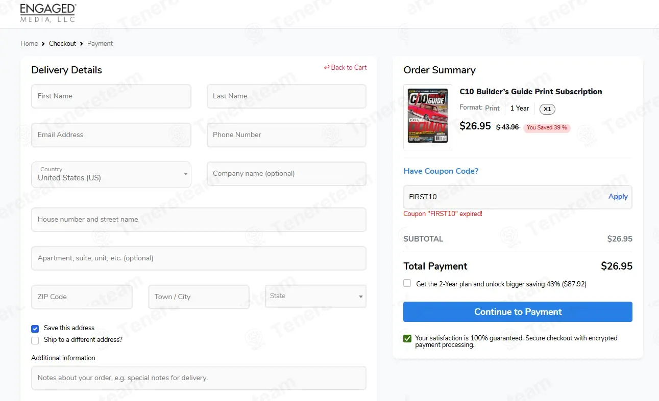 Engaged Media coupon code: 10% off with FIRST10. Tested and valid as 2 months ago.