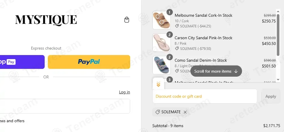 Mystique coupon code: 15% off with SOLEMATE. Tested and valid as 1 year ago.