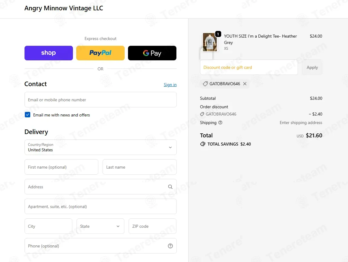 Angry Minnow Vintage coupon code: 10% off with GATOBRAVO646. Tested and valid as 4 months ago.
