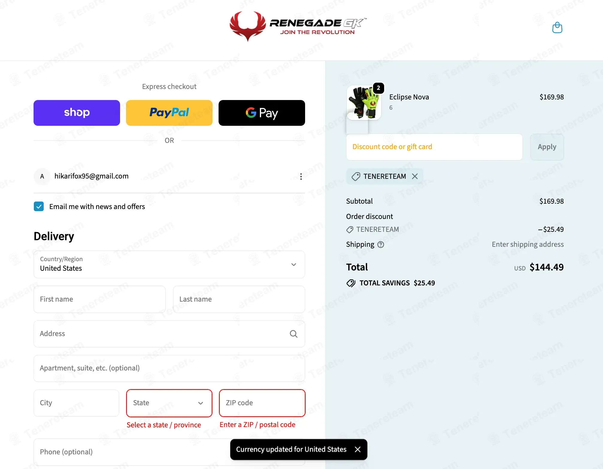 Renegade GK coupon code: 15% off with TENERETEAM. Tested and valid as 2 months ago.