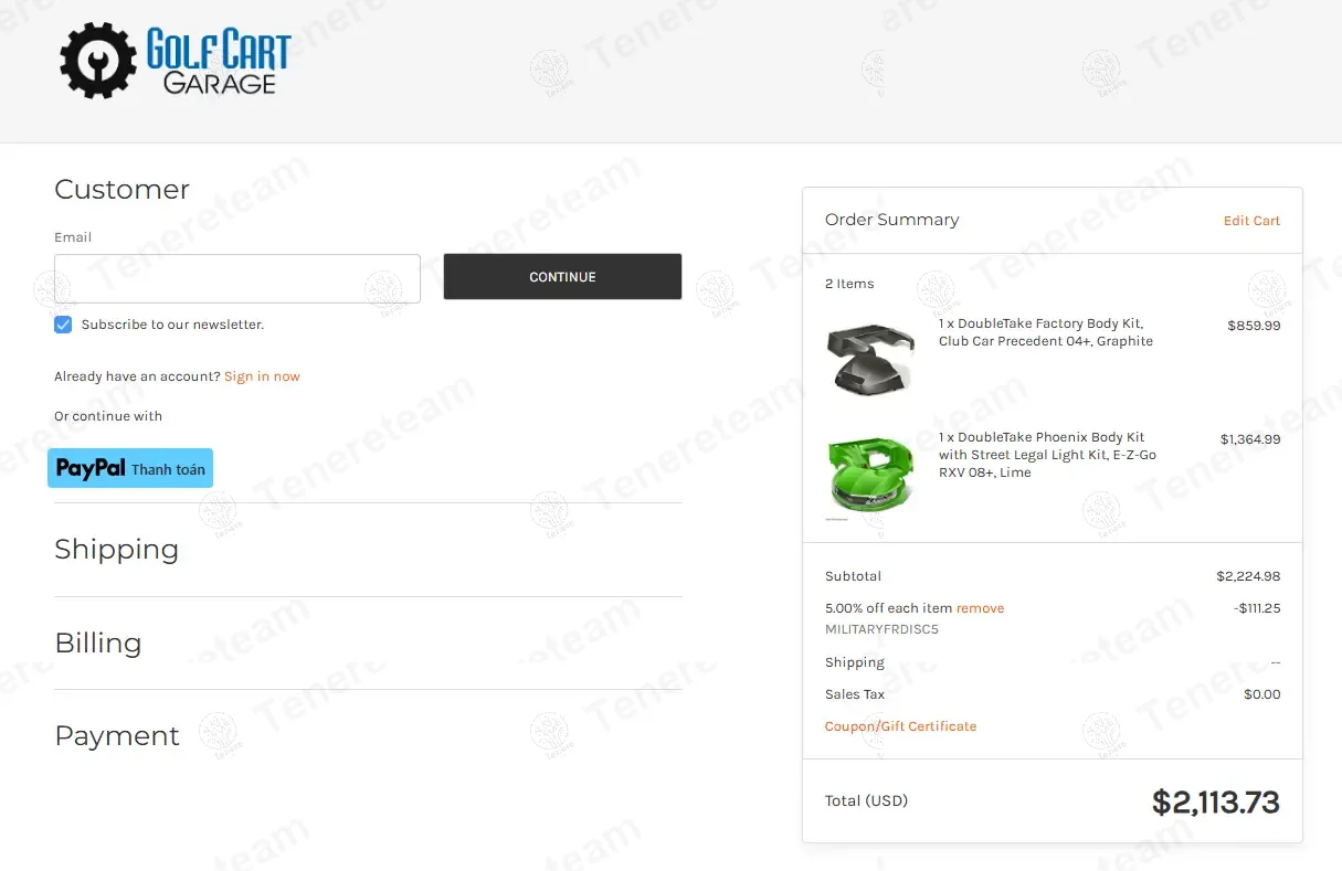 Golf Cart Garage coupon code: 5% off with MILITARYFRDISC5. Tested and valid as 6 months ago.
