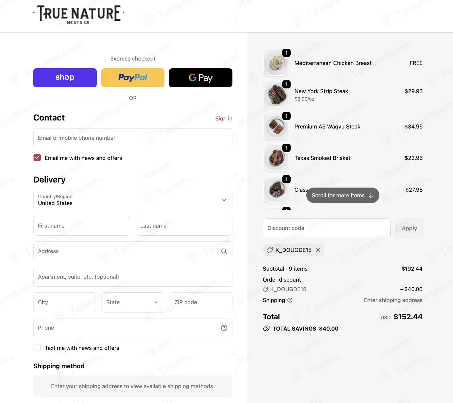 True Nature Meats coupon code: $15 off with K_DOUGDE15. Tested and valid as 1 month ago.
