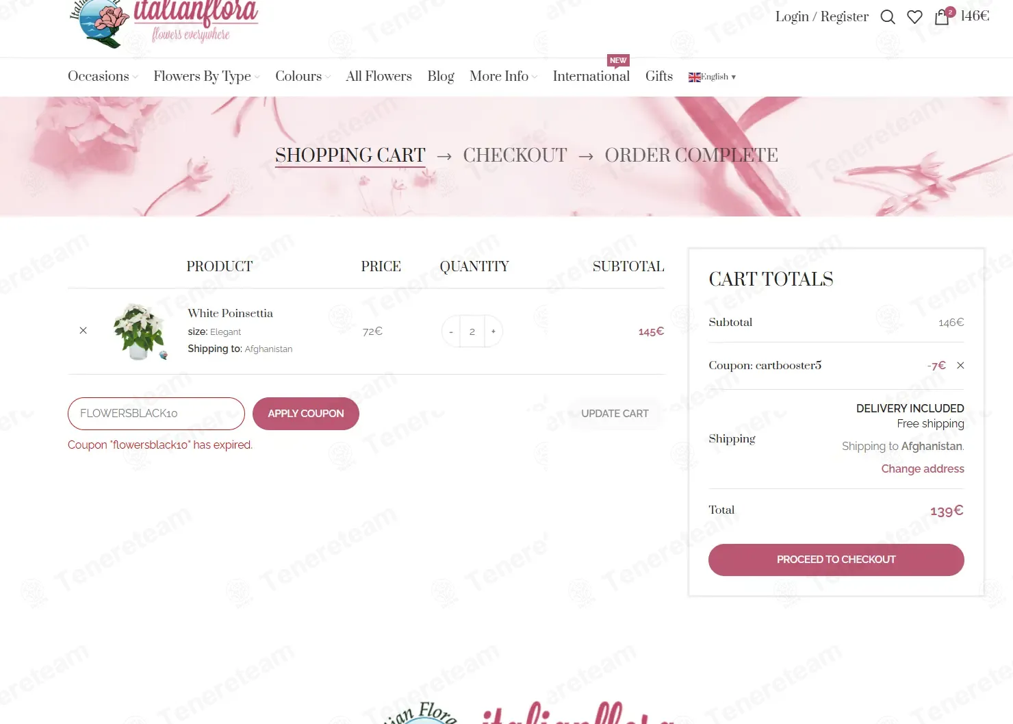 Italian Flora IT coupon code: 10% off with FLOWERSBLACK10. Tested and valid as 2 months ago.