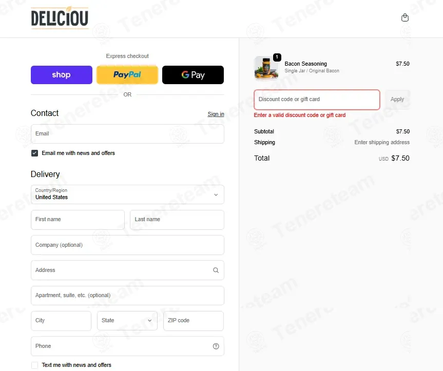 Deliciou coupon code: 15% off with DELICIOU15. Tested and valid as 1 month ago.
